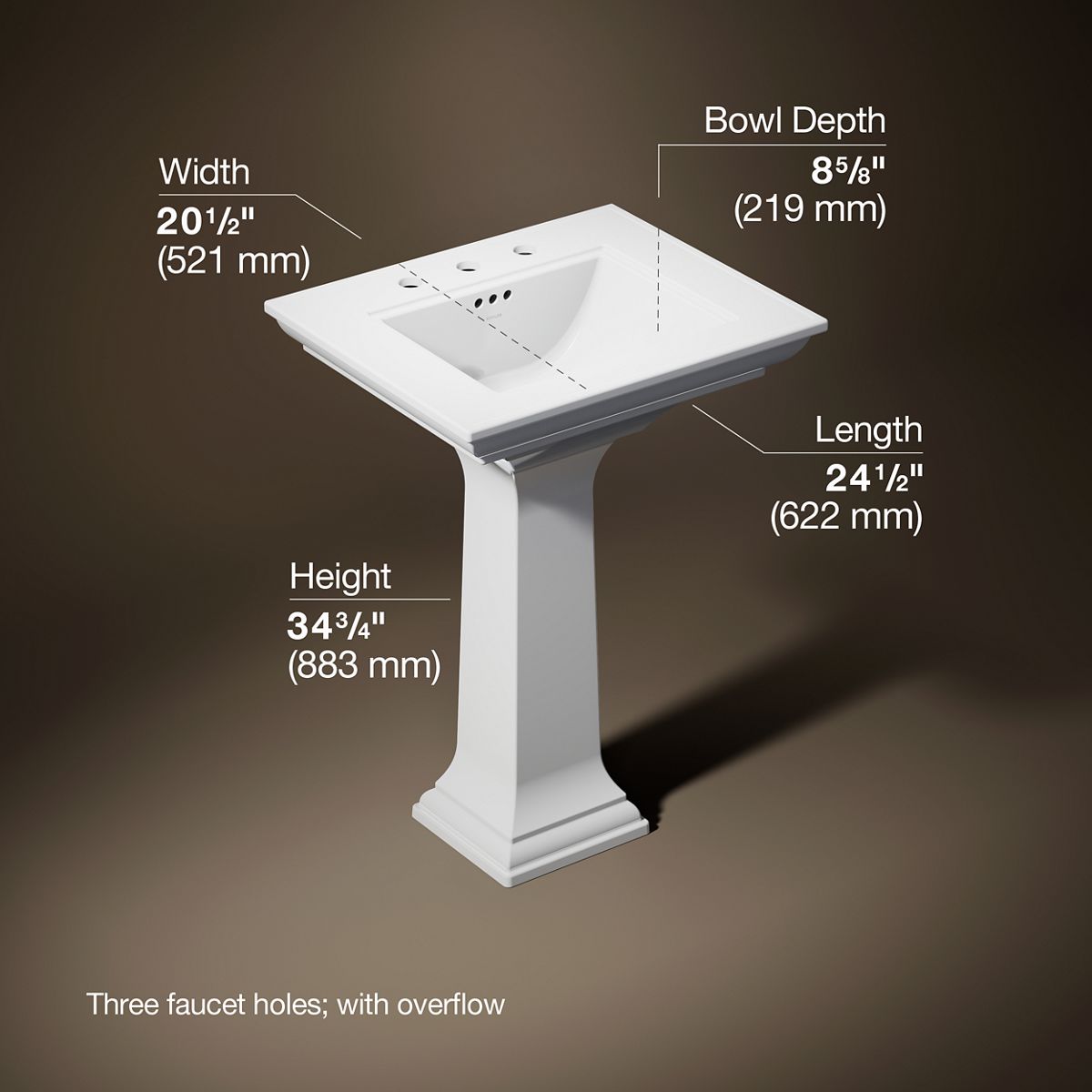 Classic Proportions with Generous Basin Space 