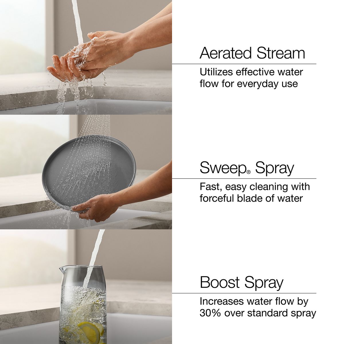 Three Spray Modes for Every Kitchen Task 