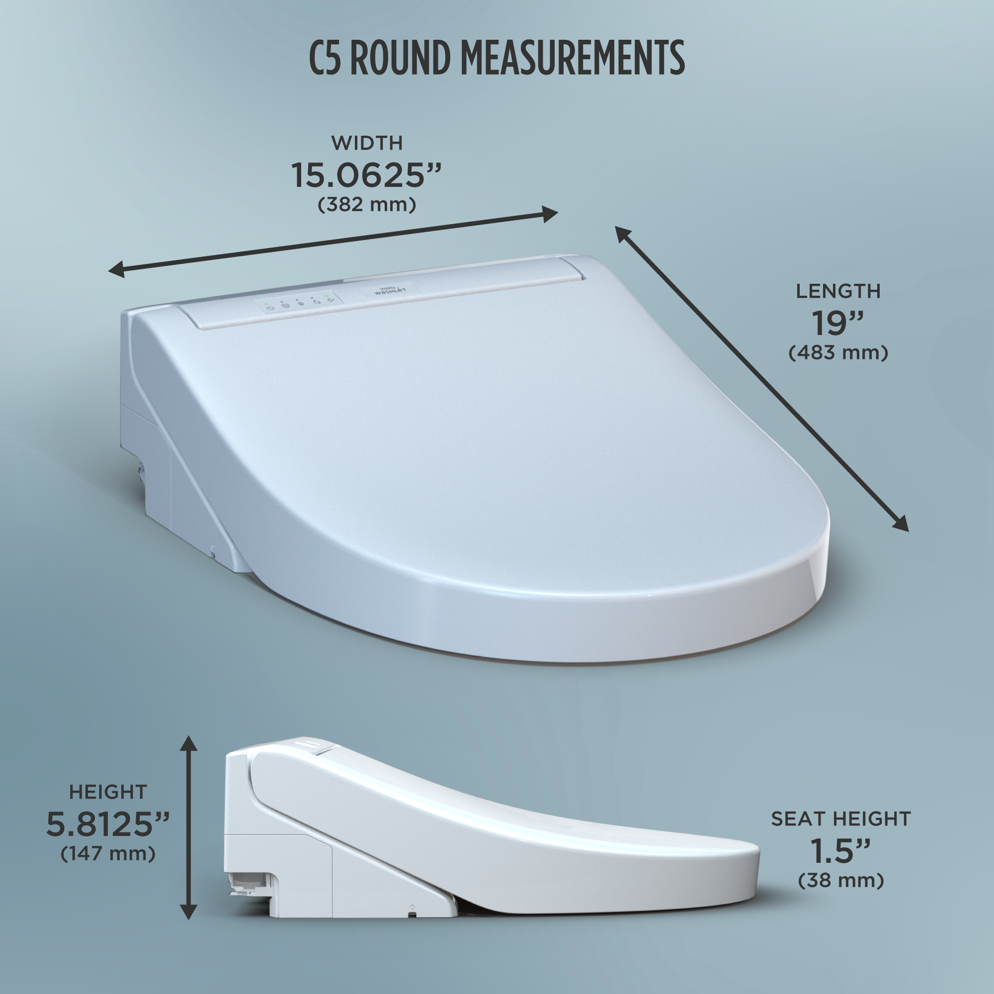 WASHLET® Dimensions for Round Toilets 