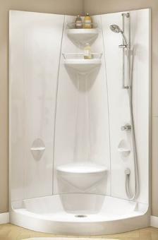 Freestyle 37 Neo-Angle 37 x 37 Acrylic Corner Center Drain One-Piece Shower  in White